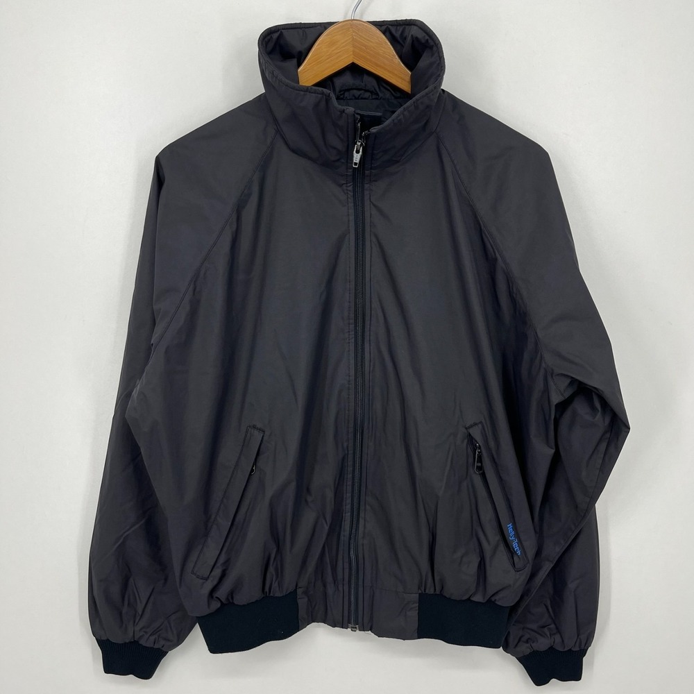 Helly Hansen Windbreaker Jacket Men's Size M Black Full Zip Helly-Tech Vtg 90s